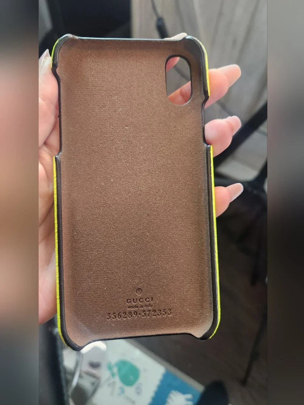 Gucci Neon Yellow Logo Stripe iPhone Case